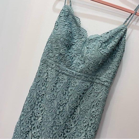 J. Crew midi dress lace sage green teal size 2 - Picture 3 of 8